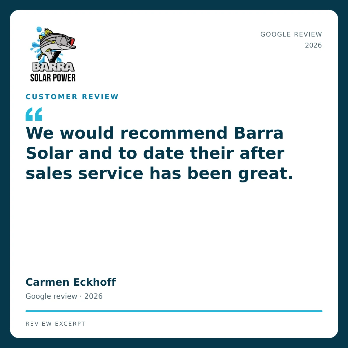 Townsville Solar Battery and Off-Grid | Barra Solar Power Townsville 01 barra review carmen eckhoff