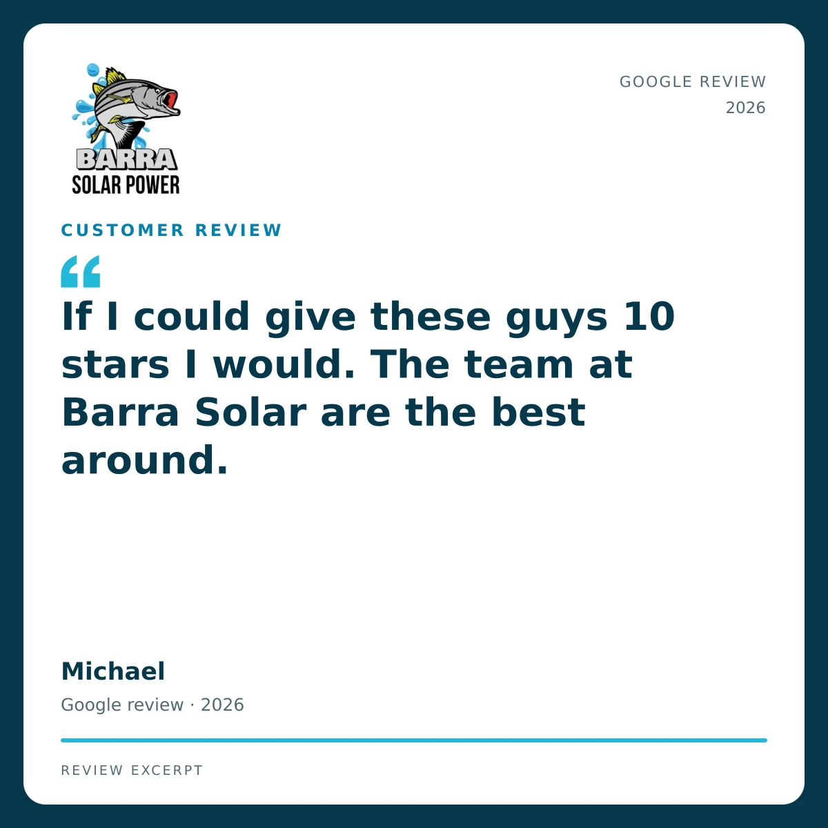 Townsville Solar Battery and Off-Grid | Barra Solar Power Townsville 07 barra review michael