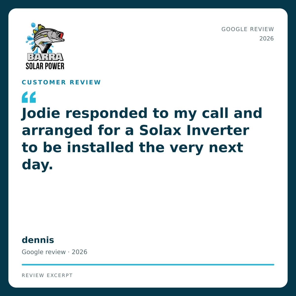 Townsville Solar Battery and Off-Grid | Barra Solar Power Townsville 08 barra review dennis