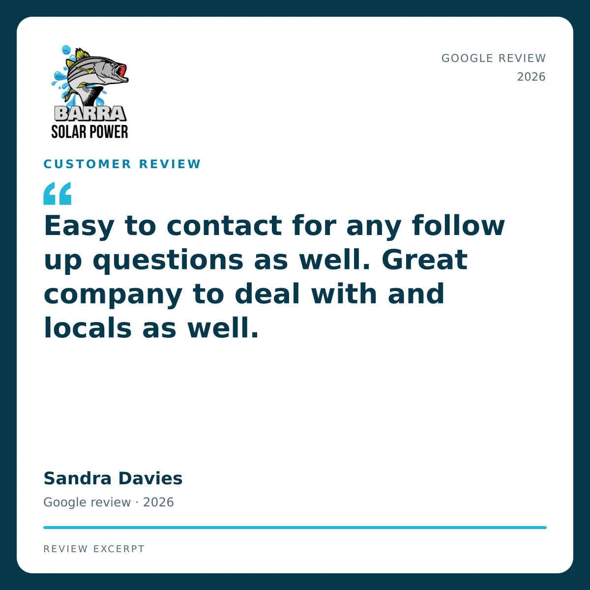 Townsville Solar Battery and Off-Grid | Barra Solar Power Townsville 11 barra review sandra davies